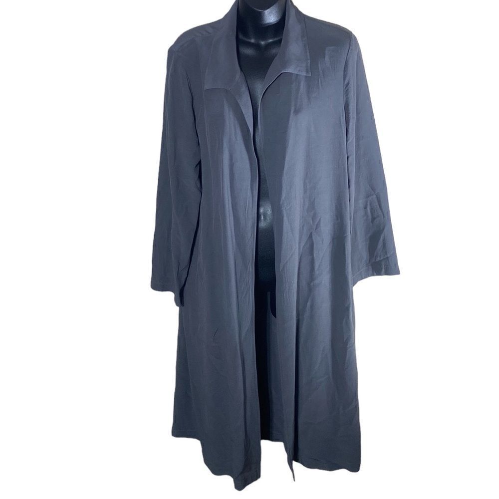Eileen fisher long line cardigan‎ jacket crinkle gray tencel lyocell small